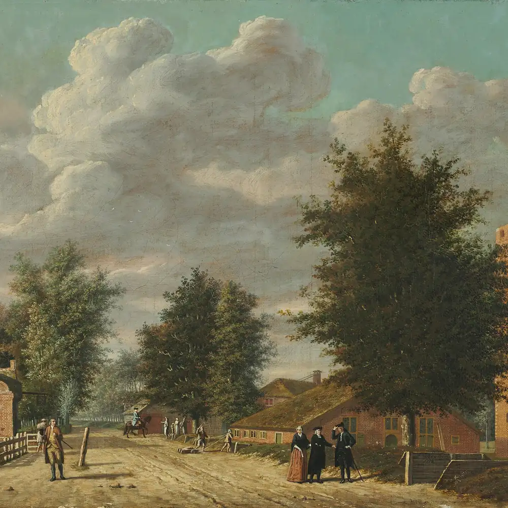 Schilderij van het dorp Eemnes, vlak bij Laren: alle rijscholen in Laren op een rij