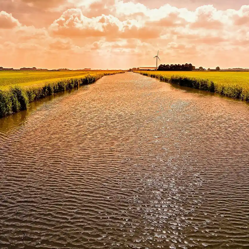 Een vaart door de polder met een windturbine bij Medemblik: alle rijscholen in Medemblik op een rij