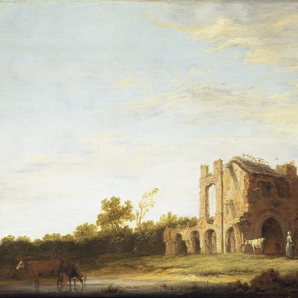 Schilderij van de abdijruïne van Rijnsburg, vlak bij Valkenburg (Zuid-Holland): alle rijscholen in Valkenburg (Zuid-Holland) op een rij